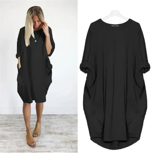 Lina Oversized Tunic Dress with Pockets – Comfortable & Stylish